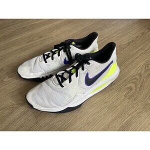 Nike Precision 5 Flyease Sneaker  White Barely Volt Basketball Men's Sz 11.5